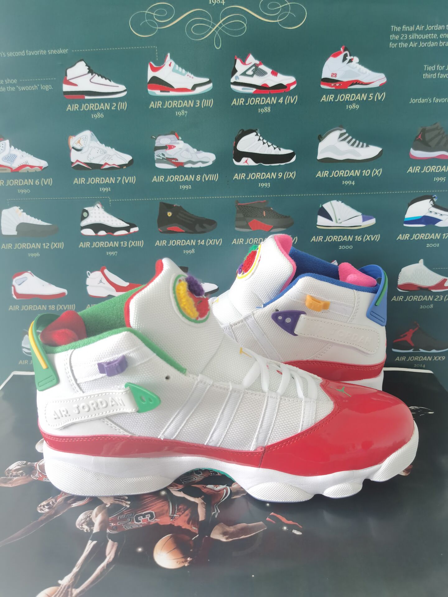 2020 Women Air Jordan Six Rings Easter Eggs White Red Green Shoes